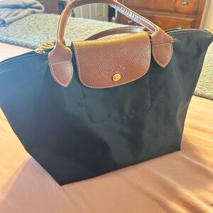 Longchamp Black and Brown Tote Bag